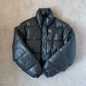 Zara Faux Leather Puffer Jacket